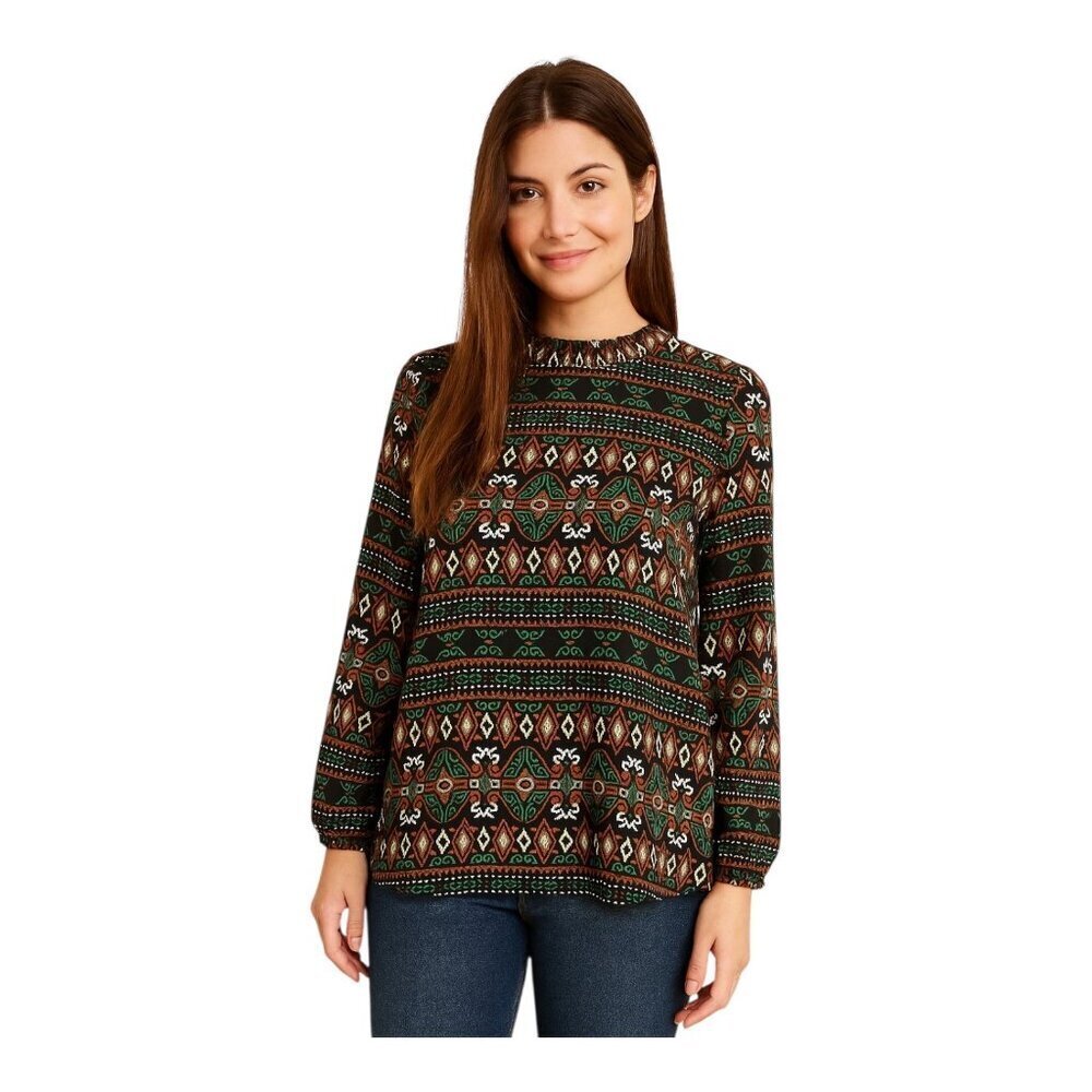 Dolce Vita Open Back Blouse~Size XS~Tribal Pattern Geometric Print Classic L6 21